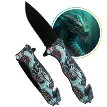 Imagem de Canivete Semiautomatico de Bolso Quebra Vidros e Cortador de Cabos com