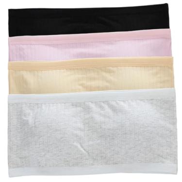 Imagem de AZIDWERYQ 4 peças de sutiã sem alças para meninas, top tubinho curto elástico sem costura, sutiã de treinamento de algodão macio e confortável para adolescentes, Estilo 1, One Size