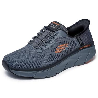Imagem de Skechers Tênis masculino D'lux Walker 2.0 Rezinate Hands Free Slip-in, Carvão/Laranja, 13 X-Wide