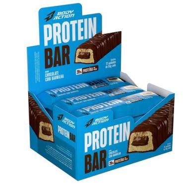 Imagem de Barra De Proteína Cx 12 Unid. Snacks Protein Bar Bodyaction, Chocolate