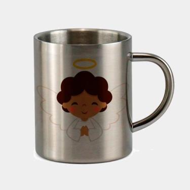 Imagem de Caneca de Inox Premium Prateada 400ml Anjo Nossa Senhora Aparecida - C