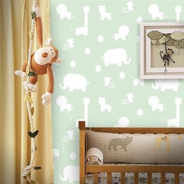 Imagem de Papel de Parede Safári Branco e Verde - Inove Papéis de Parede