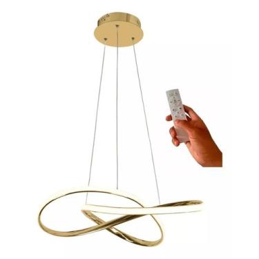 Imagem de Pendente Dourado Moderno 40w Bivolt 3 cores luz + controle - PENDENTE 