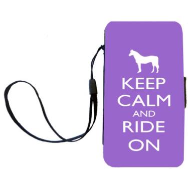 Imagem de Rikki Knight Keep Calm and Ride On - Capa carteira flip cor violeta com aba magnética para Samsung Galaxy S3