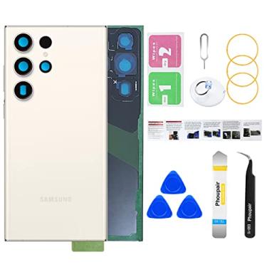 Imagem de Phoupair Substituição de vidro traseiro para Samsung Galaxy S23 Ultra com kit de ferramentas de reparo profissional (creme)