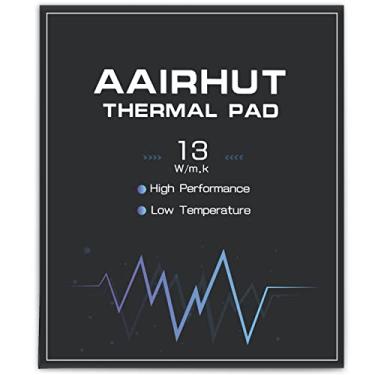 Imagem de Aairhut Almofada térmica de 13W/mK, 120 x 120 x 1,5 mm, almofada de resfriamento de silicone, GPU CPU não condutora, resistência ao calor, extrema odisseia com duas películas autoadesivas para PC, laptop, dissipador de calor/GPU/CPU/LED