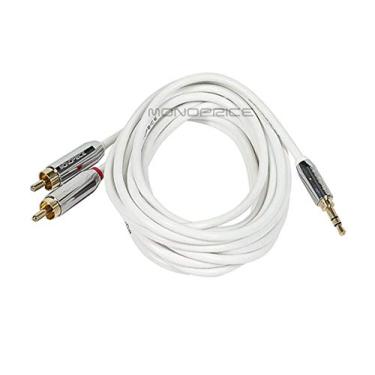 Imagem de Monoprice 109301 Cabo estéreo macho para RCA estéreo macho banhado a ouro para celular, branco