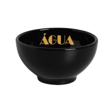 Imagem de Kit Comedouro Preto/Dourado Suporte Médio - Cerâmica Regina