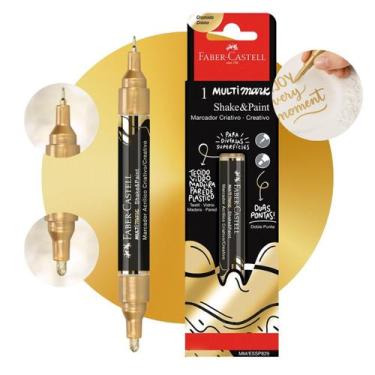 Imagem de Marcador Multimark Shake&Paint Cromado Ouro Ponta Dupla Faber Castell 
