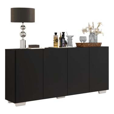 Imagem de Aparador Buffet 4 Portas Com Pés Quadrados Veneza Multimóveis V3557 Preto/Branco Preto/Branco