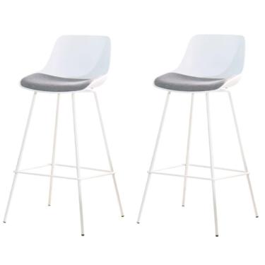 Imagem de Kit 2 Banquetas Altas Medelín Rivatti Estofada Em Polipropileno Branco E Cinza Mecla Base Aço