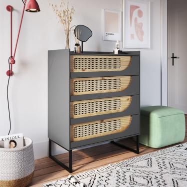 Imagem de Cômoda 4 Gavetas Apolo Édez Grafite