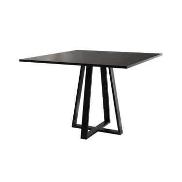 Imagem de Mesa De Jantar Mônaco 110cm Tampo Preto Pés Preto - Cor: Preto