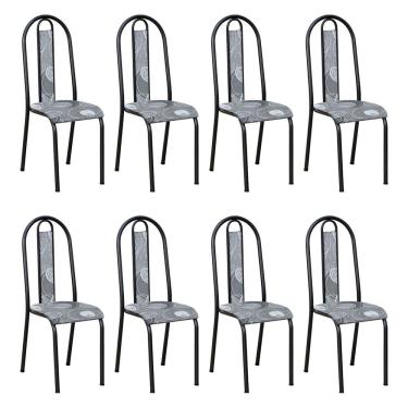 Imagem de Kit 8 Cadeiras De Cozinha Arizona Estampado Pará Pés De Ferro Preto - Pallazio