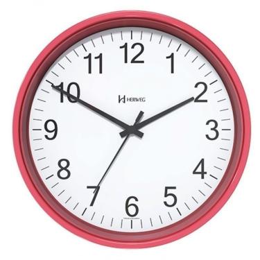 Imagem de Relógio De Parede Preto 22 Cm Herweg Tictac 6101 Vermelho - Vermelho