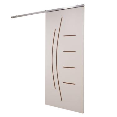 Imagem de Porta De Correr Branco Prime Frisada Kit Alumínio F08 - Smile - 210x80