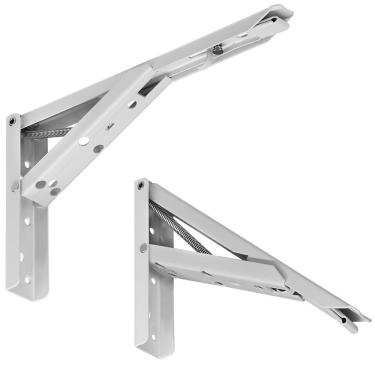 Imagem de Kit 01 Par Suporte Para Mesa Dobrável Retrátil 30cm H02 Mão Francesa Branco