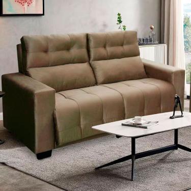 Imagem de Sofá 3 Lugares Hellen Genebra Revestido Em Veludo 206cm Marrom