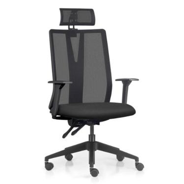 Imagem de Cadeira Escritório Giratória Presidente Flow F02 Base Preta Crepe Preto - Lyam Decor