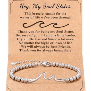 Imagem de DATOA Pulseira Best Friend Presente The Waves of Life We've Been Through Pulseira Ondulada Bestie Sister , 7, Metal, Sem pedras preciosas