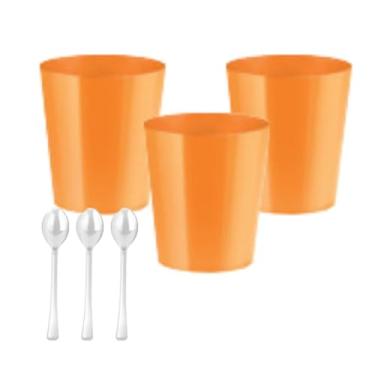 Imagem de Kit 50 Copinhos para Doce Neon 25ml Luz Negra + 50 Colherzinhas (Laranja)