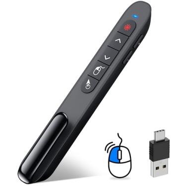 Imagem de DINOSTRIKE Clicker De Apresentação Usb-A E Usb-C Com Controle Air Mouse, Remoto Sem Fio Recarregável, Ponteiro Ppt Rf 2.4Gz, Avançador Slides Do Powerpoint Para Computador Mac Laptop
