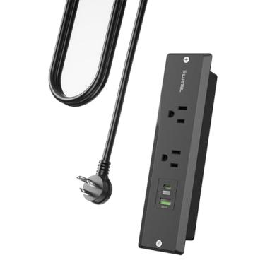 Imagem de PLUGTUL Filtro De Linha Embutido, 3 Metros Montagem Embutida, Carregamento Rápido Pd 20 W, Plugue Plano, Calibre 16, Preto Com Usb C