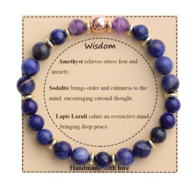 Imagem de KSQS Pulseira De Contas Pedras Curativas Para Mulheres, Proteção E Equilíbrio Com Preciosas Naturais, Cristal Espiritual Alívio Da Ansiedade Cartão Significado (Nº 27)