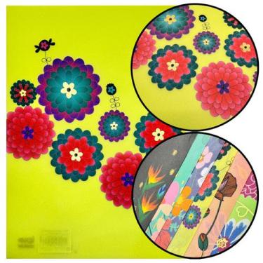 Imagem de Pasta L Transparente Vertical A4 33x24cm Floral Escritório - Molin, 3