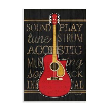 Imagem de Stupell Industries Banda de Garagem Guitarra Acústica Placa de Parede Design de Arte por Jennifer Pugh, 13 x 19