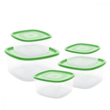 Imagem de Jogo de Potes 5 Porta Mantimentos Vasilhas de PlásticoMarmitas Porta F