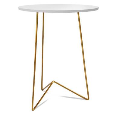 Imagem de Mesa Lateral Athenas Alta - Dourada/Branco - Genus Móveis, Dourado/Bra