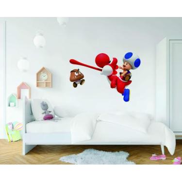 Imagem de Adesivo De Parede Toad E Yoshi Vermelho Mod01 - Lojinha Da Luc Adesivo