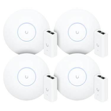 Imagem de 4 Roteadores Wifi 6 U6+ Ubiquiti 3Gbps Com Fonte PoE 48V 15W | 4 Access Point + 4 Injetores PoE