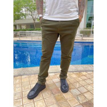 Imagem de Calça Masculina De Sarja C/Elastano Lycra - Denver Jeans , Verde milit
