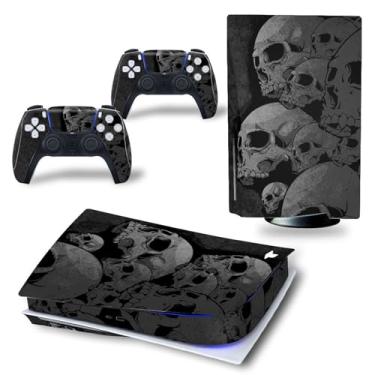 Imagem de Skin Wrap compatível com console de disco PS5, adesivo de vinil protetor para controle sem fio (cinza escuro)