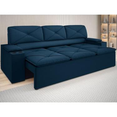 Imagem de Sofá com Porta Copos Retrátil e Reclinável Pop 2,05m Velosuede - NETSOFAS