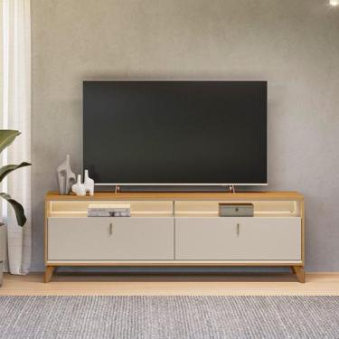 Imagem de Rack Dubai para Tv 75 Polegadas com Led Pés em Madeira Maciça - Linea 