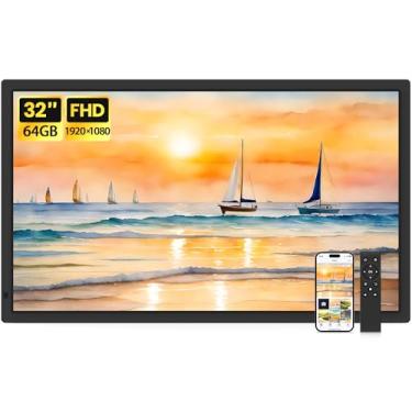 Imagem de WONNIE Porta-Retratos Digital Extra Grande Uhale De 32 Polegadas Com 64 Gb, Controle Remoto, Resolução 1920 X 1080 Fhd Ips Wifi, Suporte Para Sd E Usb, Compartilhe Momentos Com Segurança E Instantan