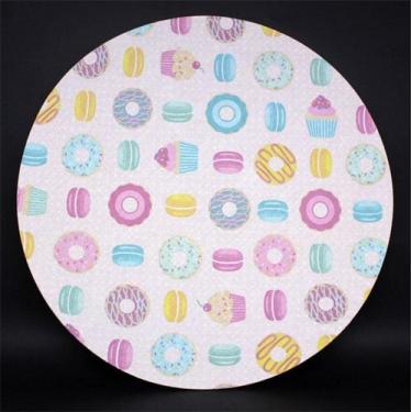 Imagem de Capa De Sousplat De Tecido Tricoline Candy Colors Para Base MDF 35cm -