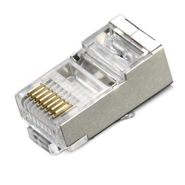 Imagem de Kit com 10 - Conector de Rede RJ45 CAT.5e 8P8C Blindado