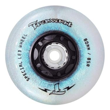 Imagem de Roda Para Patins 80mm Traxart Led/glitter Cor Branco (jg C 4)