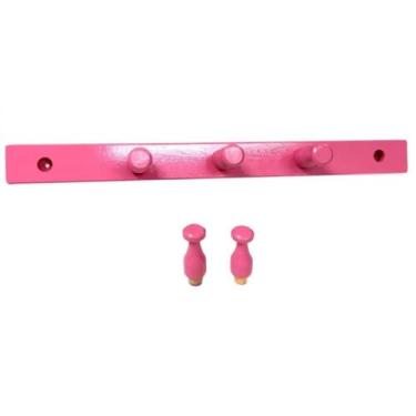 Imagem de Cabideiro em Madeira para Parede/Porta Fixo - Rosa