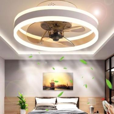 Imagem de Luz De Teto Ventilador De Teto Com Iluminação Moderno Led Ventilador Luz Controle Remoto Regulável Silencioso Lâmpada De Teto Sala De Estar Quarto Quarto Quarto Infantil Lâ, White, 40cm