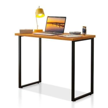 Imagem de Escrivaninha Estilo Industrial Mesa Com Pés De Ferro E Tampo De Madeir