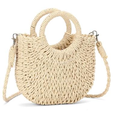 Imagem de RNIEGA Bolsas de palha para mulheres bolsa transversal de verão bolsa de ombro feminina bolsas de palha para férias, Bege Z, 9"L x 2"W x 10"H