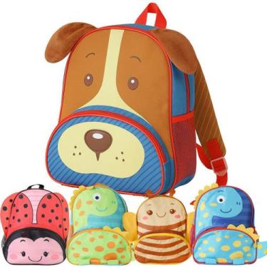 Imagem de Mochila Escolar Infantil Alça Acolchoada Zoo Pets Cachorro Joaninha Ab