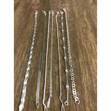 Imagem de Conjunto 7 Pulseira Prata Maciça 925 Fios Chata Bolinha - Lojas La&Ny,