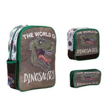 Imagem de Kit Mochila Infantil Dinossauro Alça Costa Reforçada Toys 2U