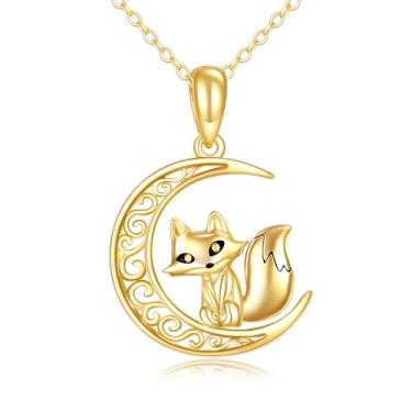 Imagem de KECHO Colar de animais de ouro maciço 14 k para mulheres, girafa, abelha, elefante, joaninha, coala, axolote, cavalo, unicórnio, gato, pingente, joias, presente de Natal para mãe e amiga, 18, Ouro